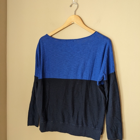 Vince Color Block Dolman Sleeve Boat Neck Cotton Slub Long Sleeve Knit T… - Picture 6 of 8